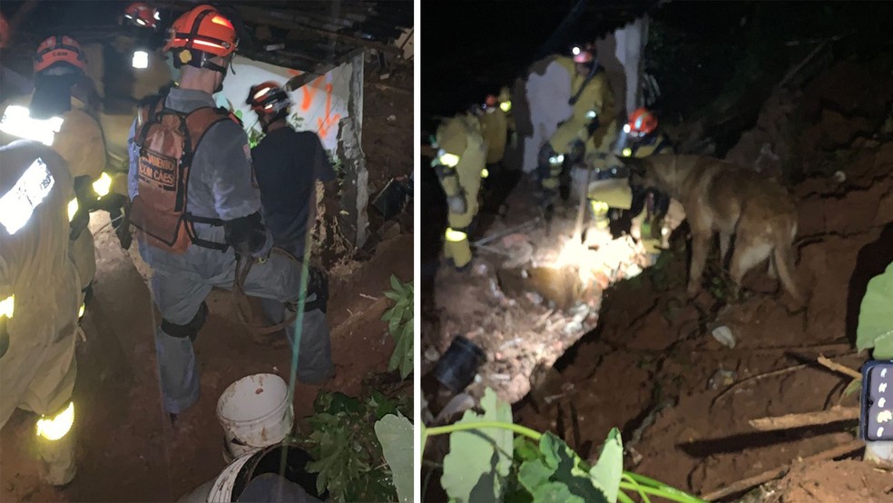 Deslizamento de terra deixa três mortos em Embu das Artes, SP — Foto: Corpo de Bombeiros/Divulgação