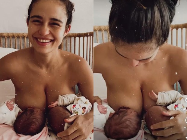 Nanda Costa amamenta gêmeas (Foto: Reprodução/Instagram)
