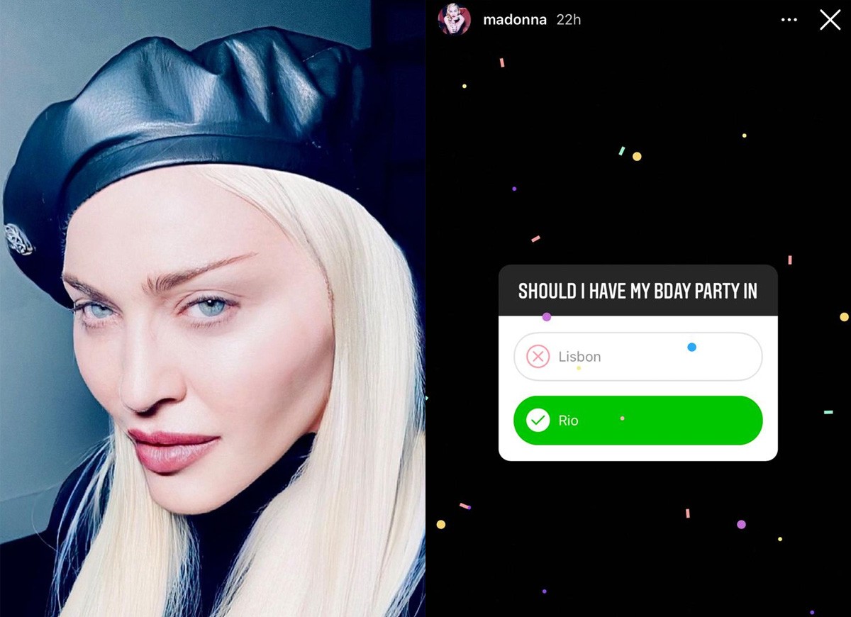 Madonna agita a web ao cogitar celebrar aniversário de 2021 no Rio de Janeiro (Foto: Reprodução/Instagram)