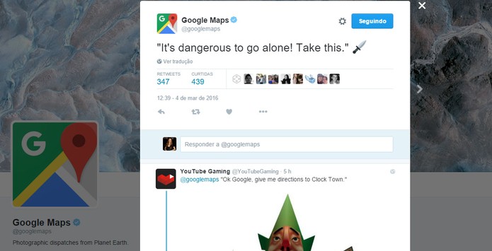 Google Maps postou indireta para easter egg de Legend of Zelda (Foto: Reprodução/Barbara Mannara)