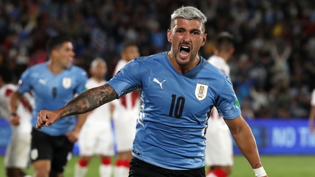 Arrascaeta celebra: meia do Flamengo marcou o único gol da vitória uruguaia