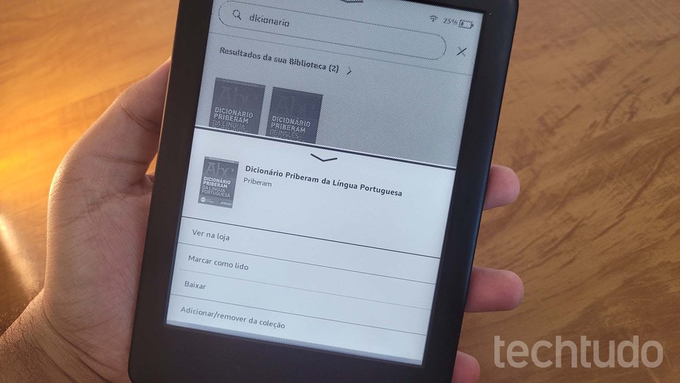 Como usar o dicionário do Kindle — Foto: Lucas Santos/TechTudo