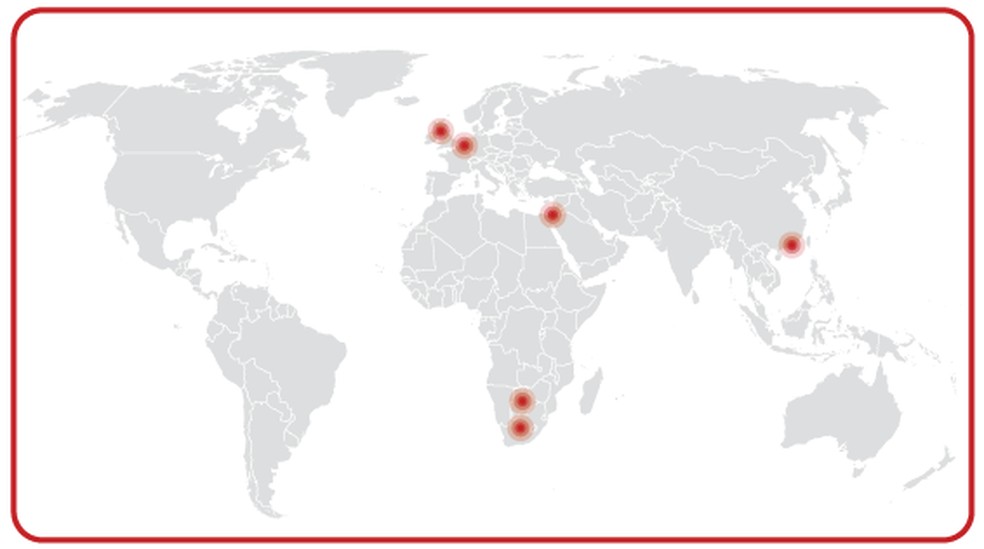 Mapa mostra países onde foi detectada variante ômicron — Foto: g1