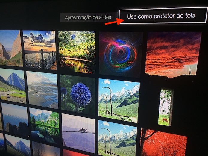 Usando fotos do Flickr encontradas utilizando um determinado termo como proteção de tela da Apple TV (Foto: Reprodução/Marvin Costa)