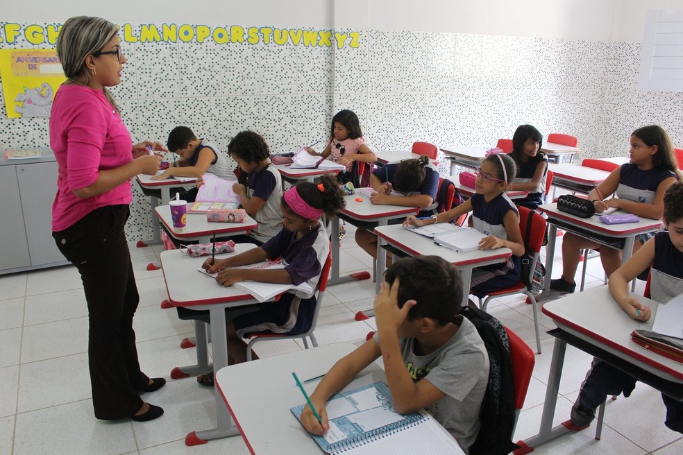 Professora ministra aula em escola de Natal — Foto: Divulgação/Prefeitura de Natal