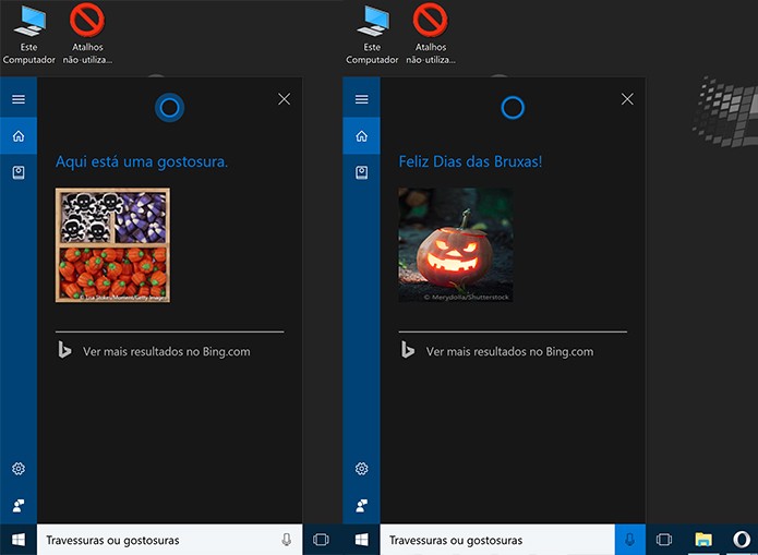 Cortana também pode entrar na brincadeira de Gostosura ou travessuras no Windows 10 (Foto: Reprodução/Elson de Souza)
