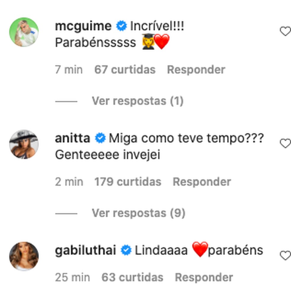 MC Guimê e Anitta parabenizam Lexa  — Foto: Reprodução/Instagram