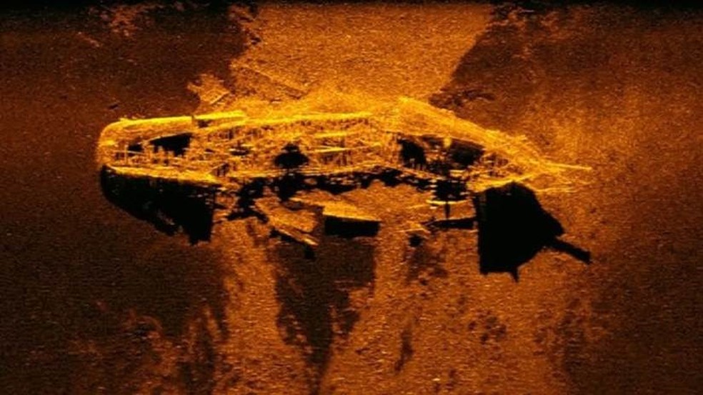 Imagem sonar de um dos navios encontrados em 2015  (Foto: Australian Transport Safety Bureau)