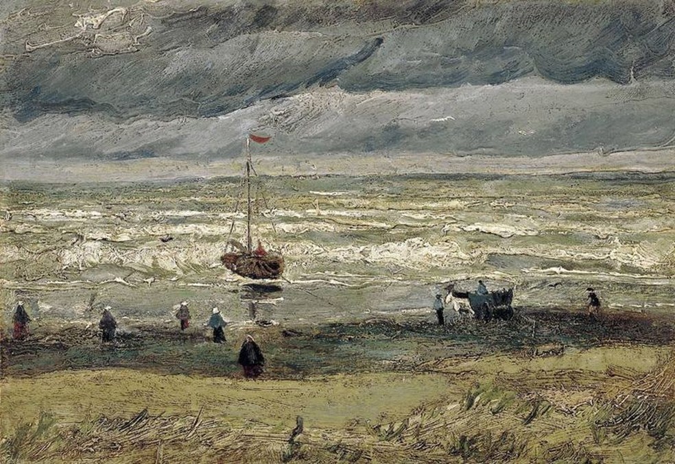 "A praia de Scheveningen durante uma tempestade", Vincent van Gogh, 1882 — Foto: Getty Images/BBC