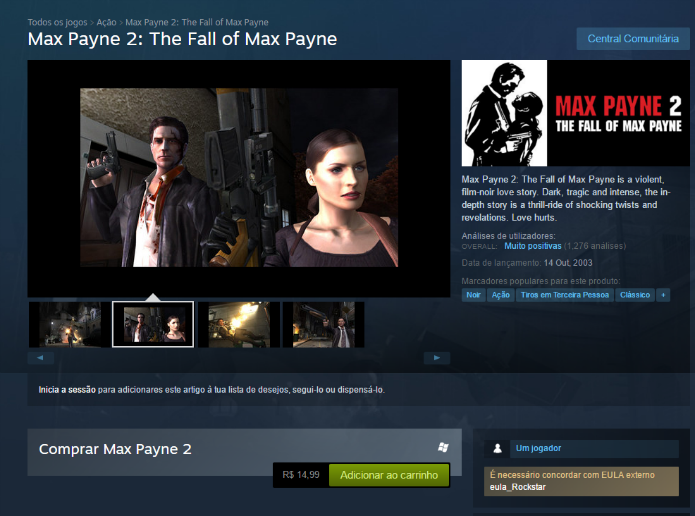 Página de Max Payne 2 no Steam (Foto: Reprodução/André Mello)