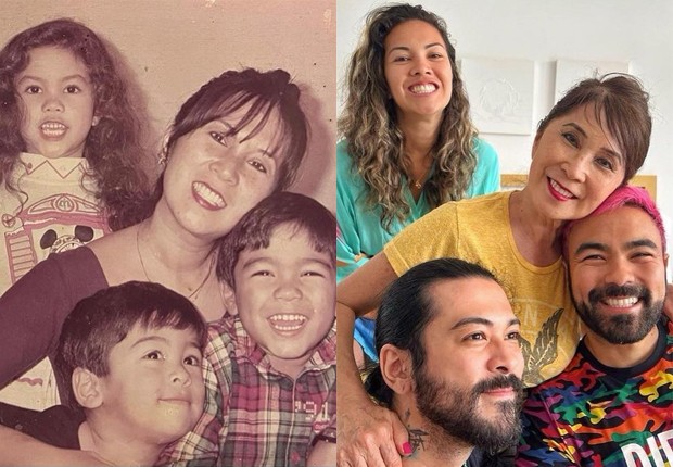Mauricio de Sousa recria, 30 anos depois, foto da mulher, Alice, e dos filhos Mauricio, Mauro e Marina (Foto: Reprodução/Instagram)