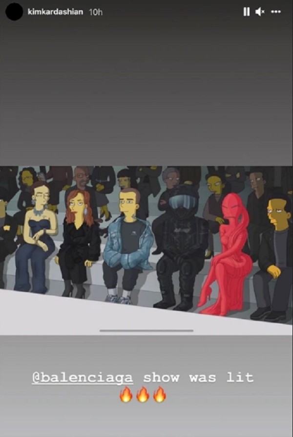 O post de Kim Kardashian com o print de sua participação especial com Kanye West em episódio de Os Simpsons (Foto: Instagram)