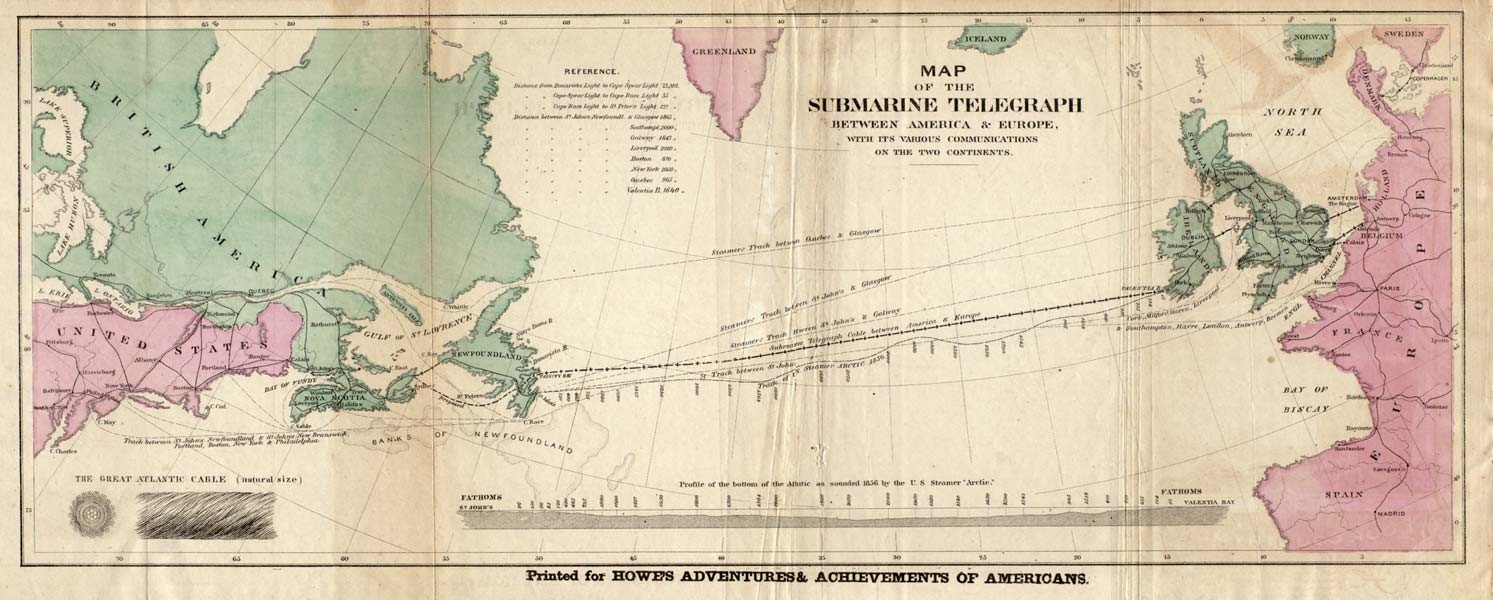  (Foto: Mapa dos Telégrafos Submarinos (Howe's Adventures & Achievements of Americans/ Reprodução))