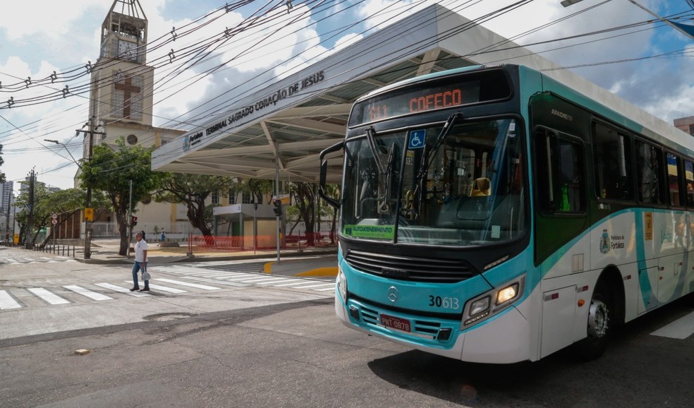 Pedestre morreu atropelado por ônibus no novo terminal aberto de integração na Praça Sagrado Coração de Jesus, no Centro de Fortaleza. — Foto: Prefeitura de Fortaleza/ Divulgação