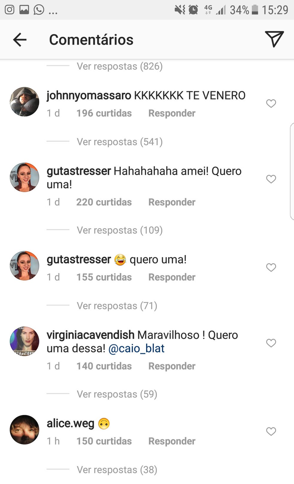 Johnny Massaro e Guta Stresses comentam post de Caio Blat (Foto: ReproduÃ§Ã£o/Instagram/caio_blat)