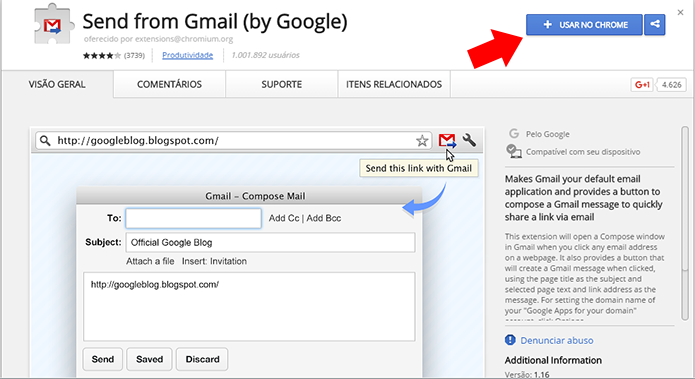 Baixe a extensão do Google que leva o Gmail para o Chrome (Foto: Reprodução/Paulo Alves)
