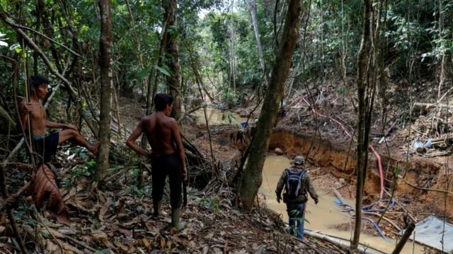Garimpo ilegal ameaça terras de povos indígenas na Amazônia e contribui para o desmatamento, segundo ambientalistas (Foto: REUTERS/BRUNO KELLY via BBC News Brasil)