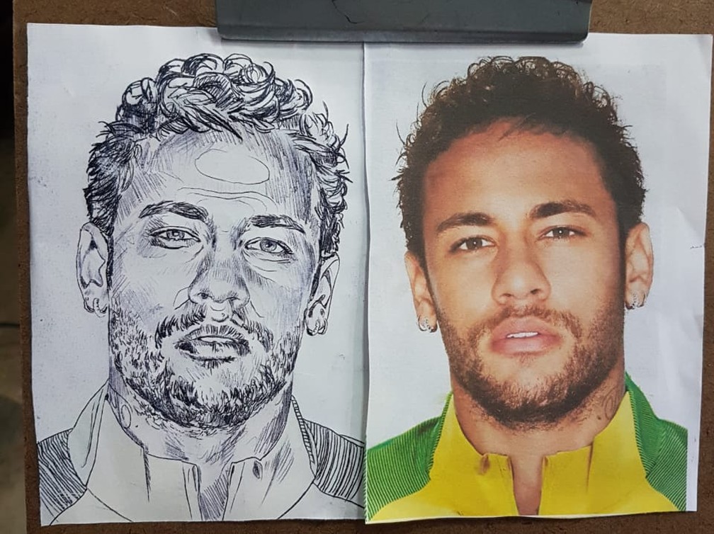 Decalque da tatuagem. Rodrigo Catuaba faz preparo e marcações de luz e sombra (Foto: Arquivo Pessoal/Rodrigo Catuaba)