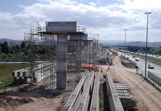 Construção da linha direta de trem da CPTM que vai ligar a Linha 13-Jade ao aeroporto Internacional de Guarulhos (Foto: Reprodução/YouTube)