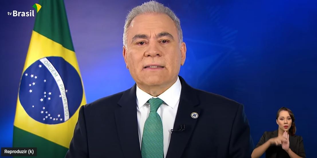 Marcelo Queiroga, ministro da Saúde, durante pronunciamento no qual declarou o fim da emergência de saúde pública  (Foto: Reprodução/TV BrasilGov/Youtube)