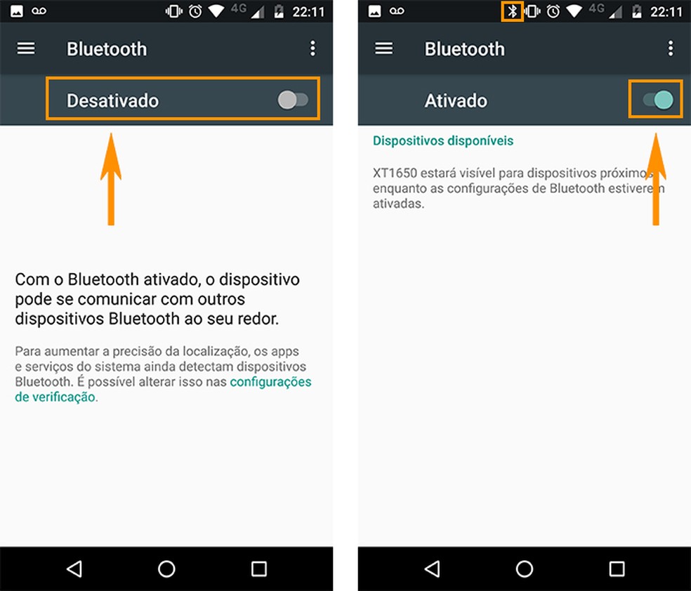 Ative a conectividade Bluetooth no celular Android (Foto: Foto: Reprodução/Barbara Mannara)