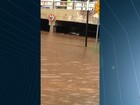 Chuva deixa idoso preso dentro de carro sob viaduto alagado, em Goiânia
