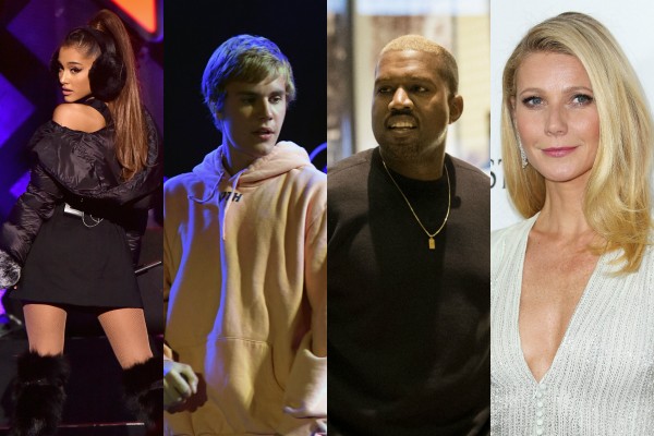 Ariana Grande, Justin Bieber, Kanye West e Gwyneth Paltrow (Foto: Getty Images)