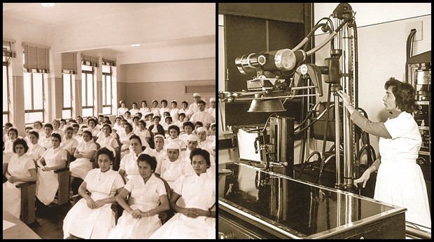 Enfermeiros do hospital em meados do século passado  (Foto: Divulgação)