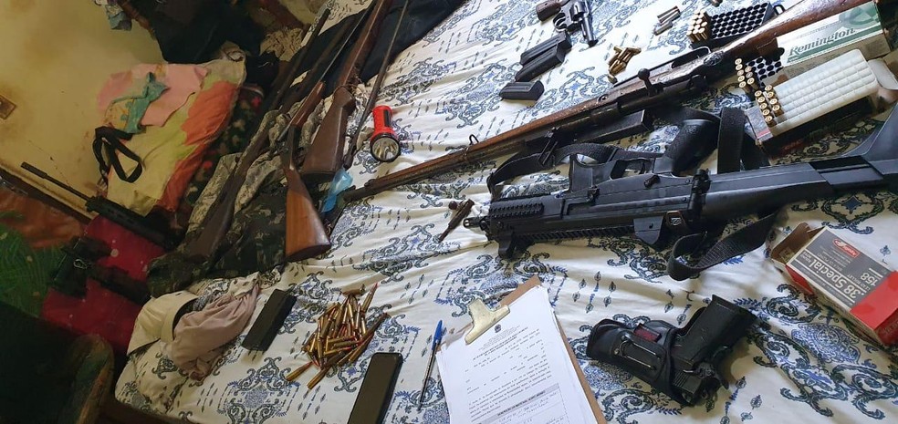 Armas apreendidas na operação da PF — Foto: Polícia Federal/Divulgação