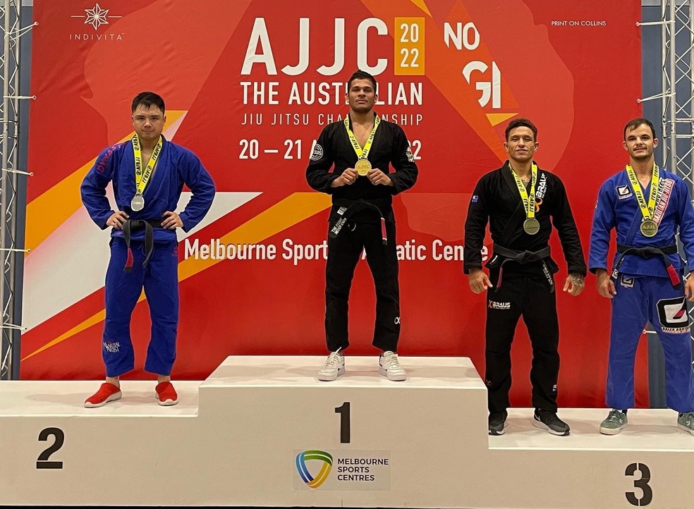 Na Austrália, Junior é campeão nacional de jiu-jítsu na faixa preta — Foto: Junior Chrispim/Arquivo pessoal