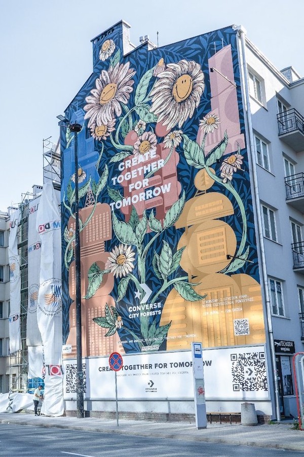 Varsóvia ganha mural artístico gigante com tinta especial que purifica o ar (Foto: Divulgação / Good Looking Studio)