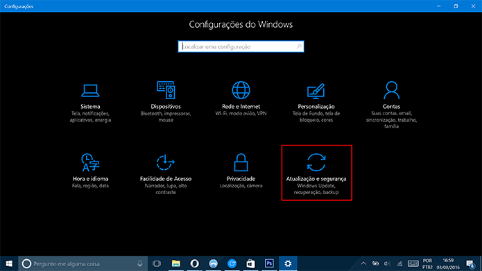 Clique no menu de atualizações para alterar configurações do Windows Update (Foto: Reprodução/Elson de Souza)