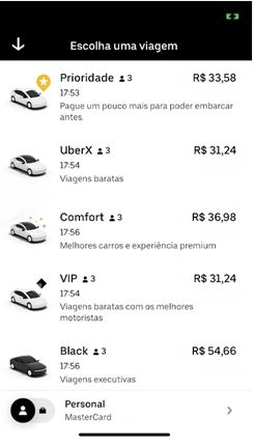 Uber Prioridade oferece aos passageiros de Campinas (SP), Curitiba (PR) e Belém (PA) opção de 'furar a fila' pagando mais caro — Foto: Reprodução/Uber