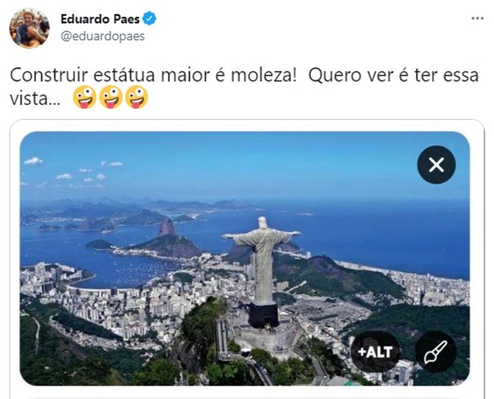 Postagem do prefeito do Rio de Janeiro, Eduardo Paes — Foto: Reprodução/Redes sociais