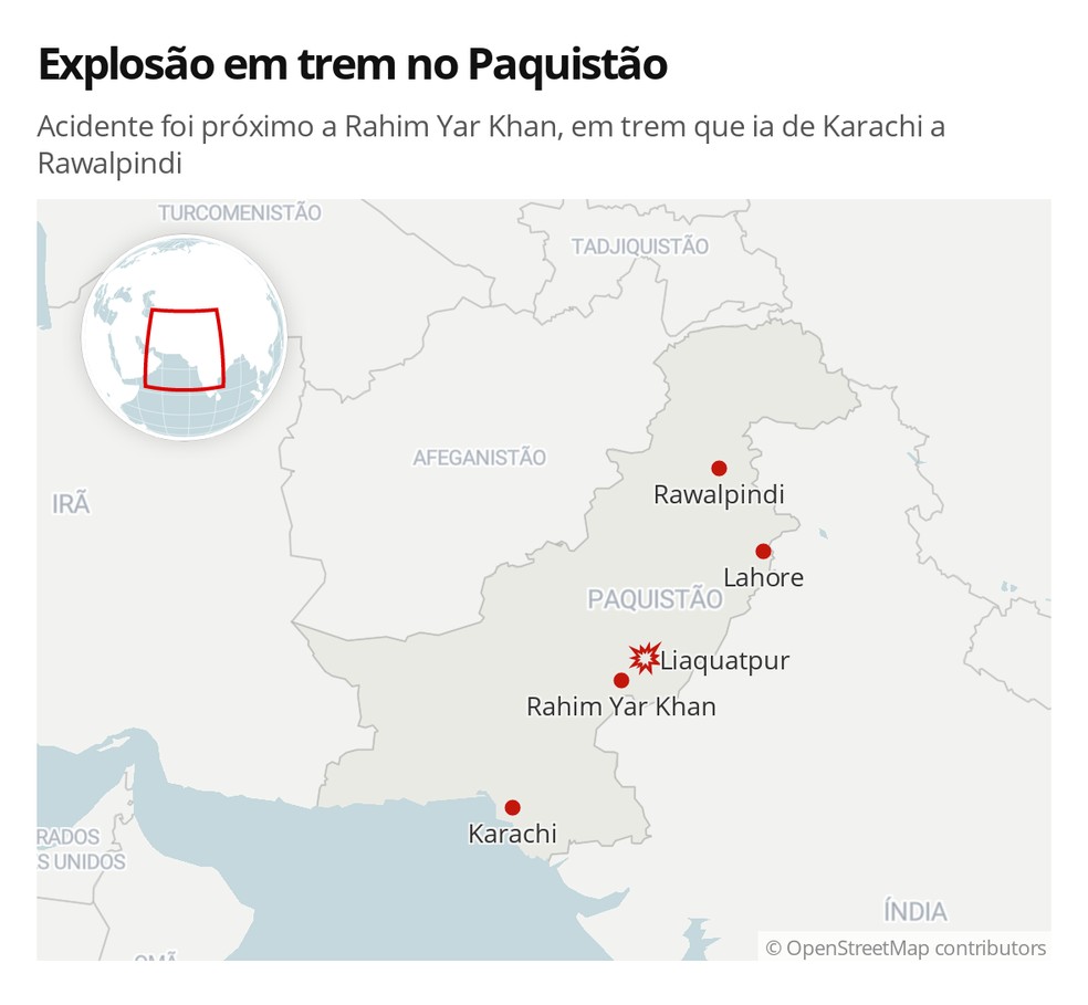 Explosão em trem no Paquistão — Foto: G1