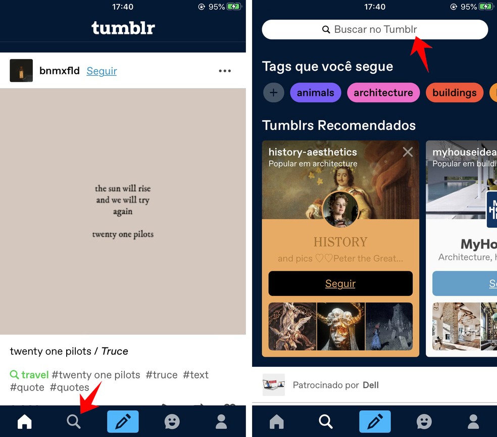 App Tumblr é um microblog para compartilhar conteúdos diversos — Foto: Reprodução/Rodrigo Fernandes