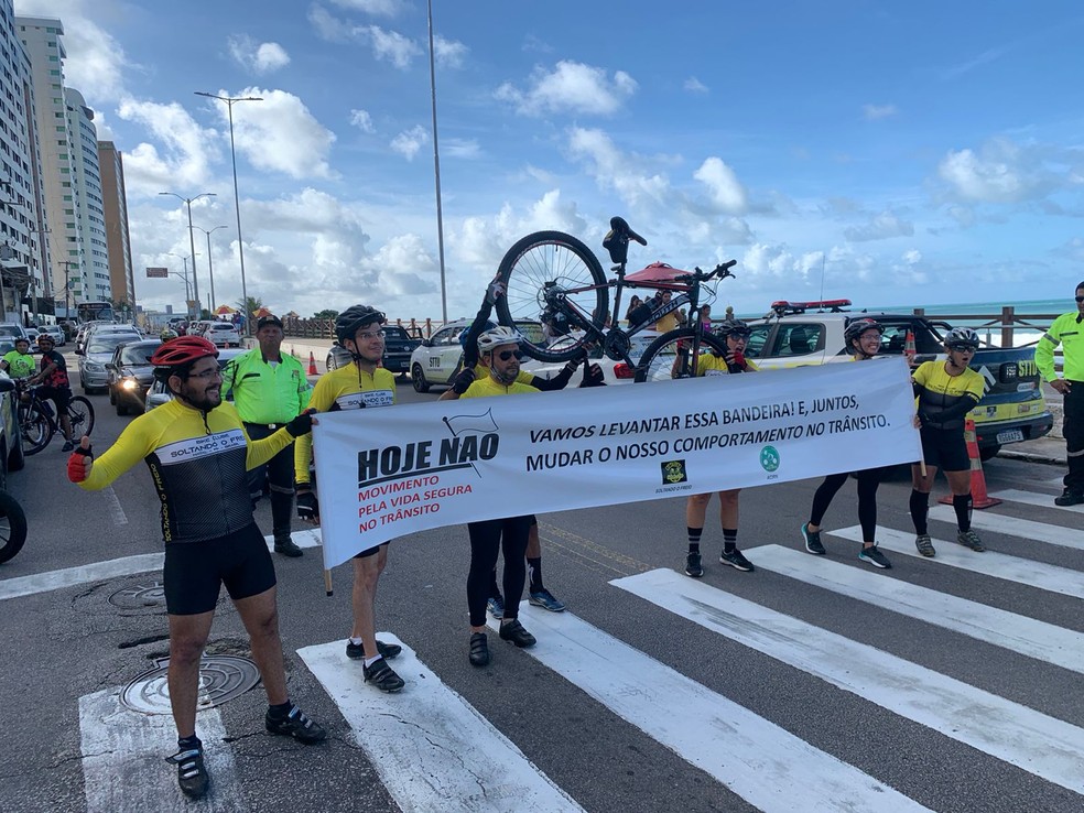 Maio Amarelo: Passeio ciclístico dá início a ações de conscientização sobre segurança no trânsito em Natal — Foto: Cedida