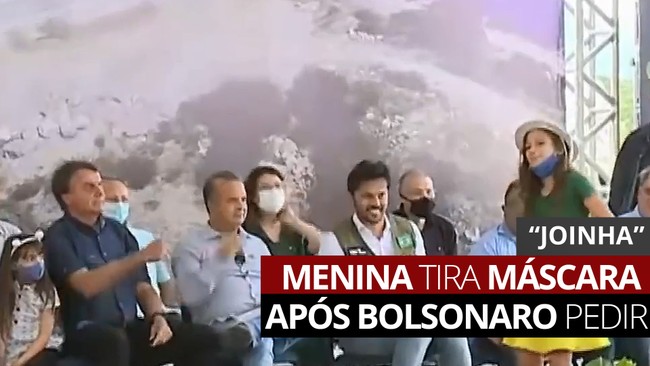 VÍDEO: No RN, menina de 10 anos tira máscara após Bolsonaro pedir e recebe joinha dele