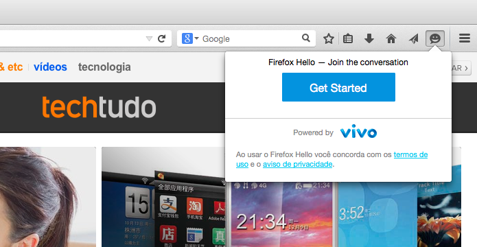 Iniciando o Firefox Hello pela primeira vez (Foto: Reprodução/Helito Bijora) 