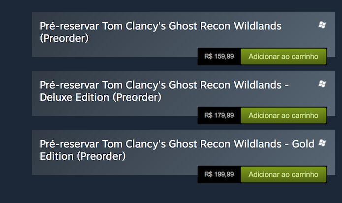 Ghost Recon: Wildlands: escolha uma das três versões disponíveis no PC (Foto: Reprodução/Victor Teixeira)