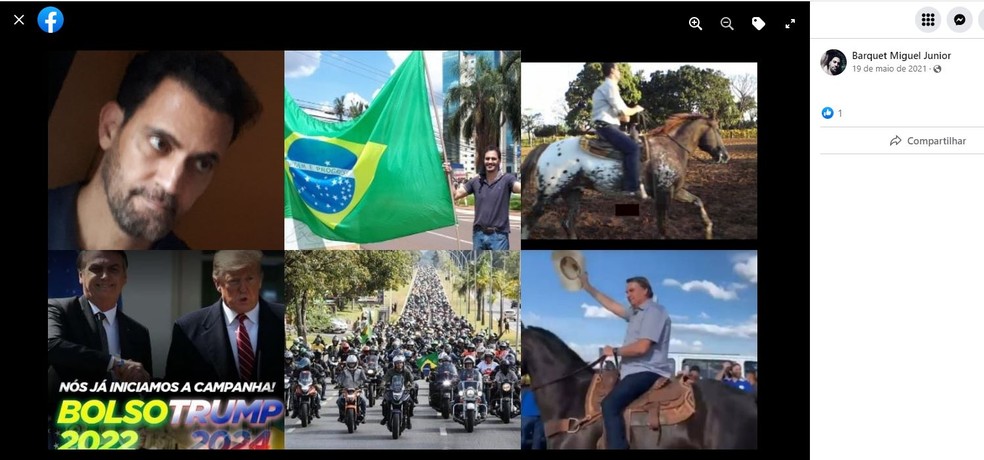 Publicação no Facebook de Barquet Miguel Júnior apoiando Jair Bolsonaro (PL). — Foto: Reprodução