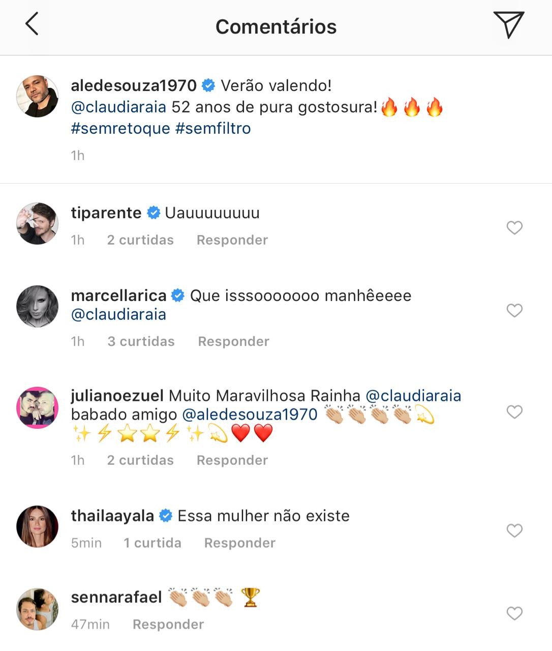 Famosos elogiam Claudia Raia (Foto: reprodução/Instagram)