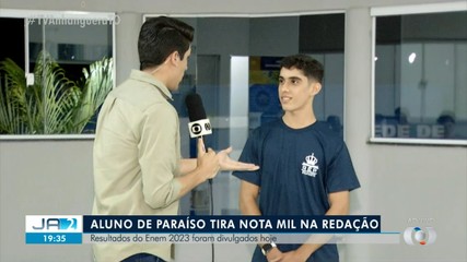 Aluno de Paraíso do Tocantins tira nota mil na redação do Enem