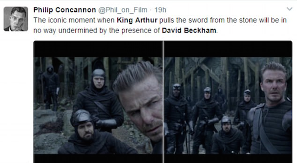 Uma das críticas à participação de David Beckham em Rei Arthur (Foto: Twitter)