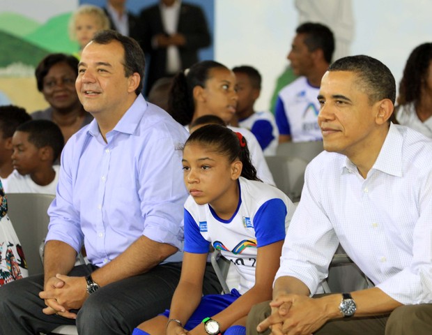 Sérgio Cabral e Barack Obama no Rio de Janeiro, em 2011 (Foto: reprodução/estado do rio)