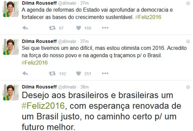 Publicação de fim de ano da presidente Dilma Rousseff no Twitter (Foto: Reprodução / Twitter)