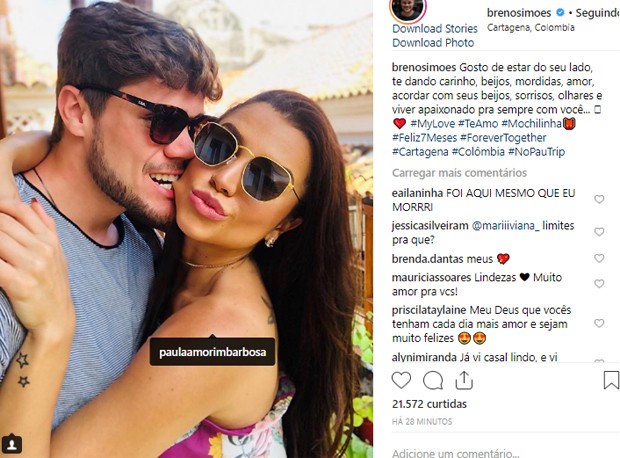 Paula Amorim e Breno Simões (Foto: Reprodução/Instagram)