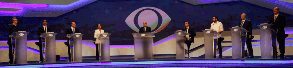 Candidatos no primeiro debate de presidenciáveis da eleição 2018, na TV Bandeirantes (Foto: Kelly Fuzaro/Band)
