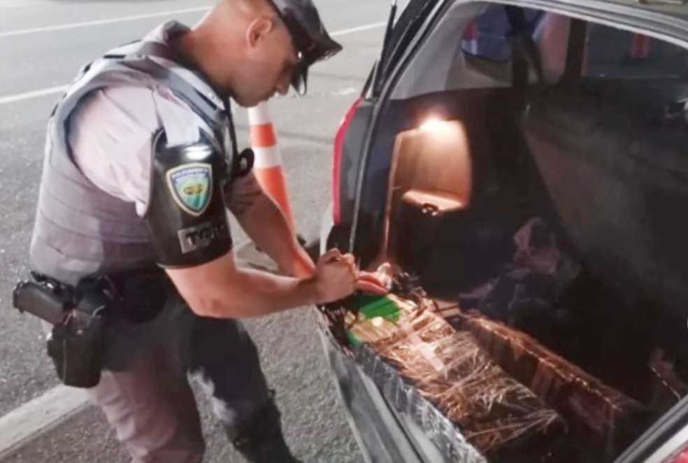 Motorista é preso com 57 tijolos de maconha em rodovia de Boituva  — Foto: Polícia Rodoviária/ Divulgação 