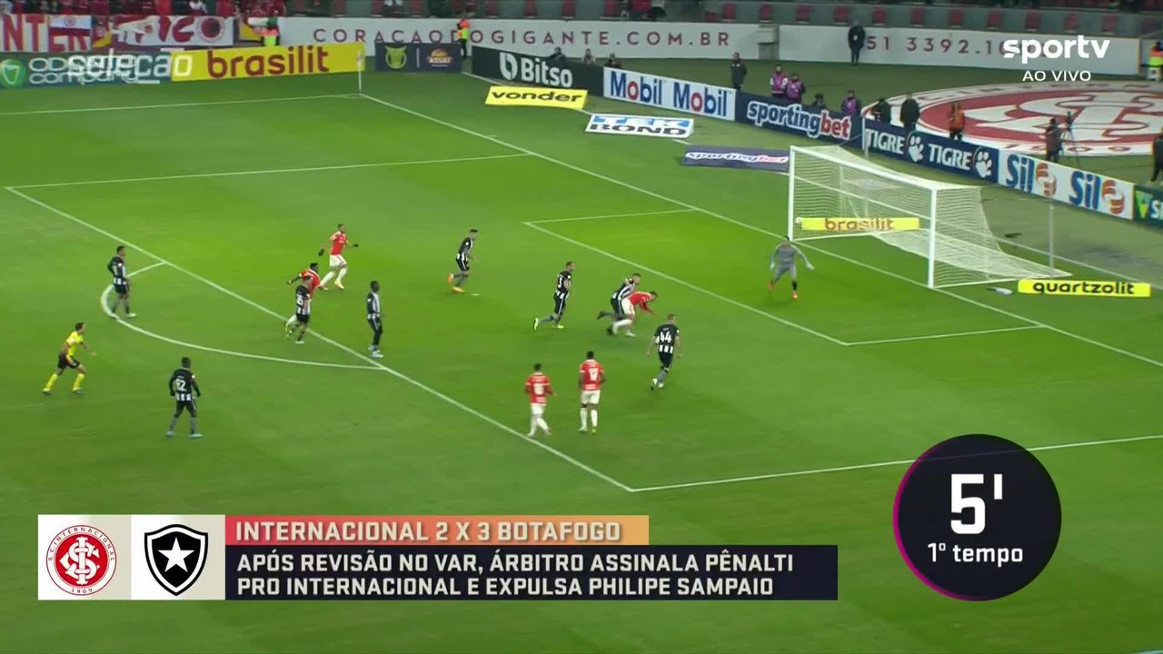 Confira linha do tempo de acontecimentos em Internacional 2 x 3 Botafogo
